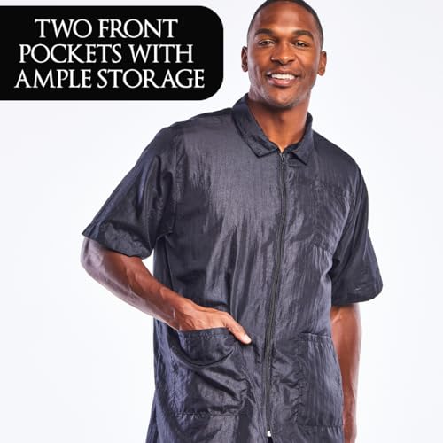 Betty Dain Nylon Barber Jacket, Short-Sleeves, Water Resistant, Machine Washable Lightweight Crinkle Antron Nylon4