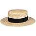Lipodo Kreissäge Strohhut Beige Sonnenhut 100% Weizenstroh Boater Made in Italy Damen Herren Frühjahr Sommer Hut mit Ripsband Natur 61 cm