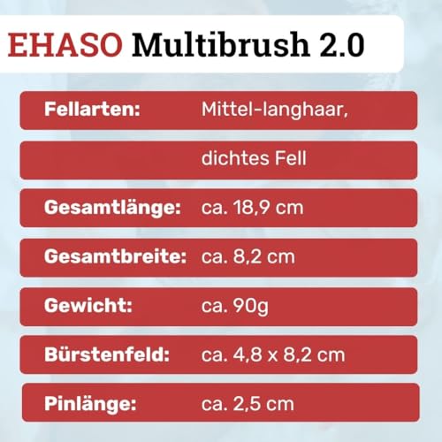 EHASO Hochwertige Hundebürste Multibrush pink, medium Ausführung | Entfernen Sie mühelos und schmerzfrei d