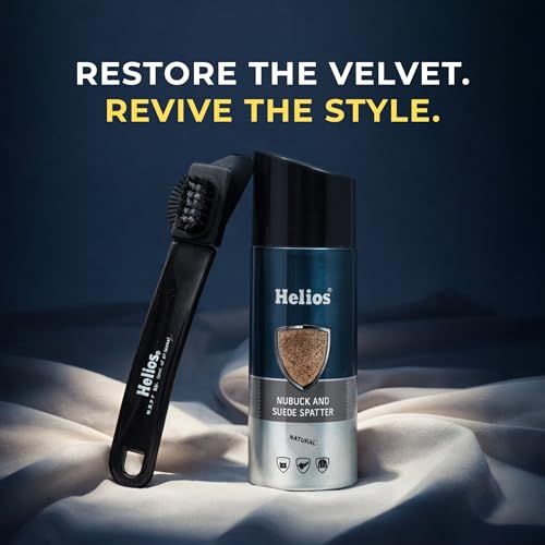 Image of Helios Suede & Nubuck Cleaner Spray 165 ml with Brush | Removes Dirt, Dust & Stains | Safe for Suede, Nubuck & Leather Shoes | Shoe Cleaning Kit