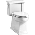 KOHLER K-3981-0 Tresham One-Piece Toilet, One-Piece Compact Elongated Toilet with Skirted Trapway, 1.28 GPF, White