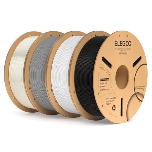 ELEGOO PLA Plus Filament 1.75mm Bundle 4KG, PLA+ Tough 3D Printer Filament Dimensional Accuracy +/- 0.02mm, 4 Pack 1kg Spool(2.2lbs) Fits for Most FDM 3D Printers(Black, White, Gray, Translucent)