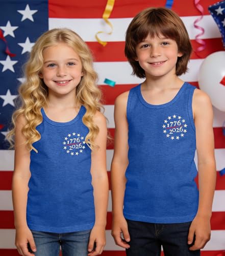 Image of Ithalt Girls 4th of July Tank Top for Kids Boys USA Patriotic Shirt American Flag Tshirt Red White and Blue Sleeveless
