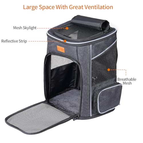 Morpilot Katzenrucksack, Hunderucksack für Katzen und Hunde Welpen, Atmungsaktive und Faltbare Haustier Rucksack mit Transparentes Fenster und Anti-offener Reißverschluss