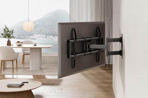 Support TV mural pivotant inclinable compatible VESA pour grand écran plat 37 à 90 pouces - 2