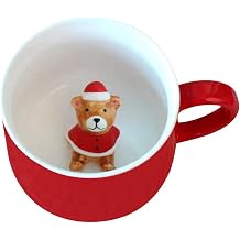3D Cute Christmas Coffee Mug with Bear 12oz Cartoon Handmade Ceramic Tea Cup for Friends Family Kids Best Office Cup Cup Cup Couple Mugs 12oz Bear