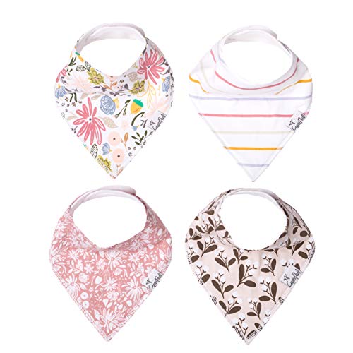 Image of Copper Pearl Baby Bandana Bibs - 4 Pack Soft Cotton Baby Bibs for Drooling and Teething, Absorbent Drool Bibs for Baby Girl and Boy, Adjustable to Fit Newborns to Toddlers, Tons of Styles (Olive)