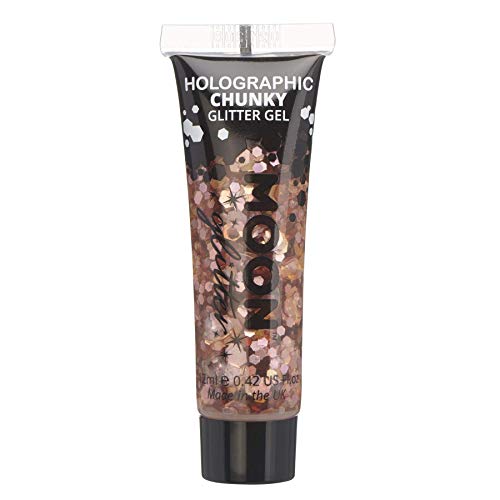 Holographic Chunky Face & Body Glitter Gel by Moon Glitter - 12ml - Rose Gold - Glitter Face Paint