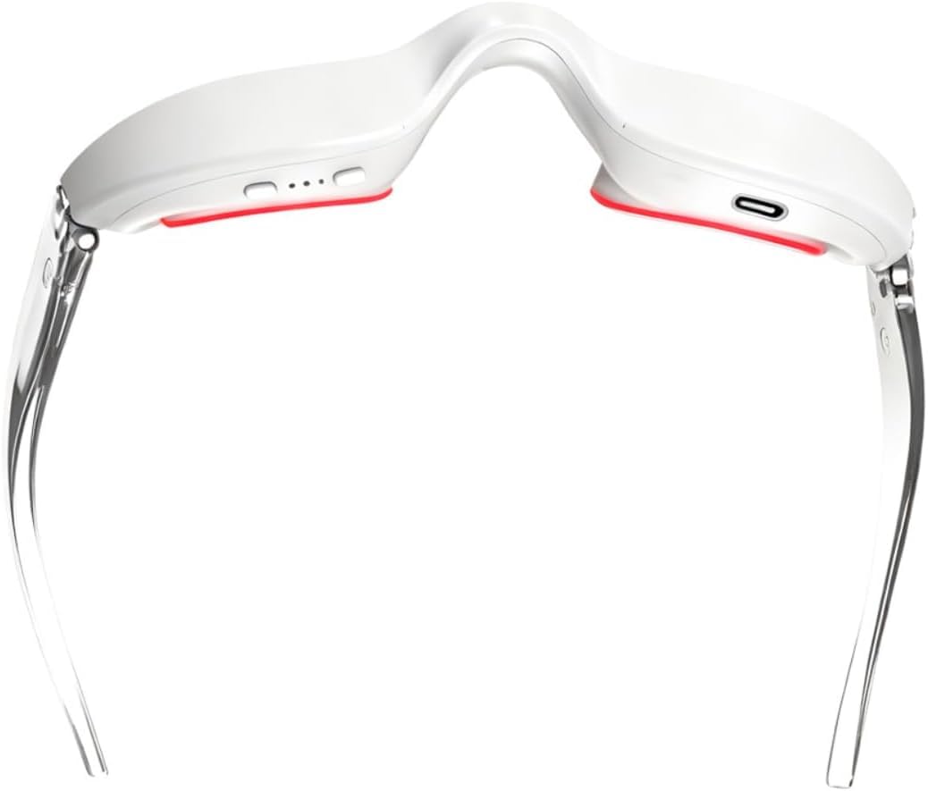 EyeLift Lunettes de thérapie par lumière rouge avec masseur à micro-courants, rechargeables, noires, pour cernes, gonflements, rides et poches sous les yeux