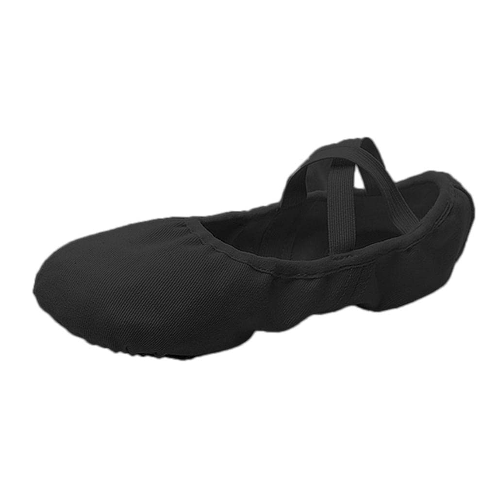 Canvas Ballet Slipper Split-Sole Shoes Fitness Gymnastics Flats Black_36|Dancewear|Dance Shoes|Ballet