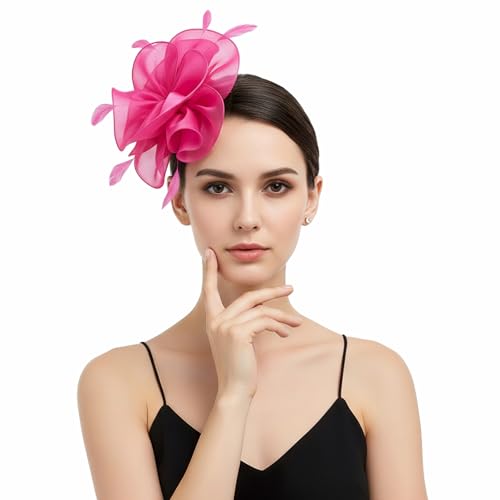 Image of DRESHOW Fascinators Hat Tea Party Headwear Ribbons Feathers on a Headband and a Clip for Women