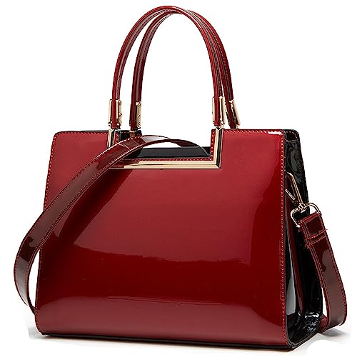 Bolso Satchel de Cuero Brillante para Mujer