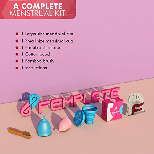 Coupe menstruelle lot de 2 avec stérilisateur et brosse bambou