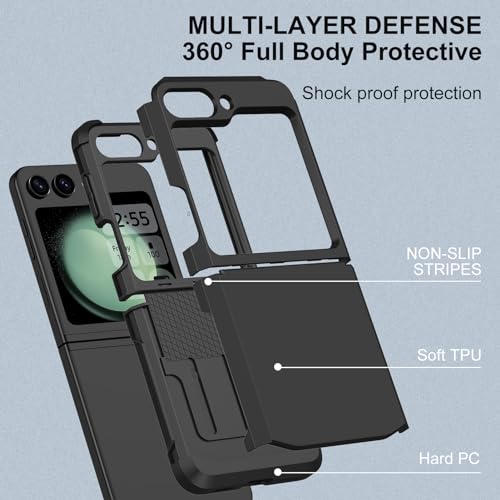 Annymall Z- FLIP 5 Samsung Galaxy Z Flip 5 Case With Hinge Protection, Heavy Duty Shockproof Drop Proof Full Body Protective Bumper Phone Cover thumb #2