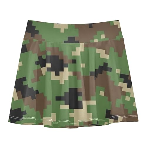 Girls Skorts Athletic Shorts Kids Tennis Skirts Purple Pleated Skort Digital Camouflage Pixelated Green 3t