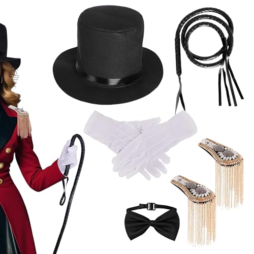 Dopsyesn Accesorios de Disfraces de Tema Circo | Sombrero de Copa y Charreteras,Accesorios para Disfraces de Hombre y Mujer - Fiestas y Cosplay