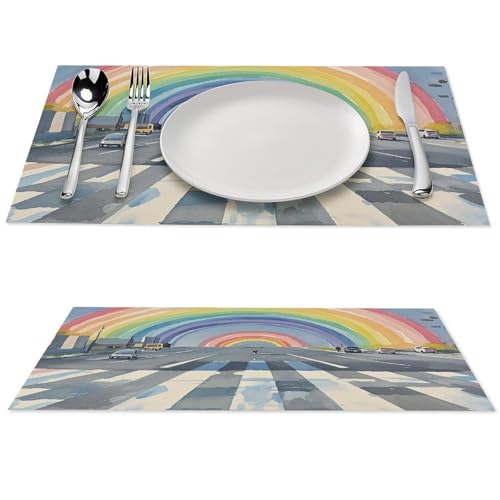 Set de table arc-en-ciel lavable pour protéger votre table des taches