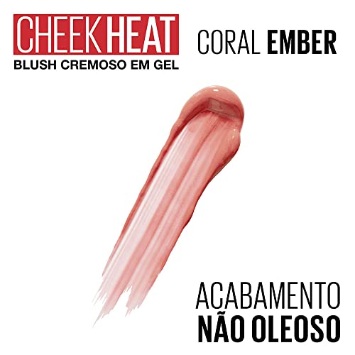 Image of Maybelline New York Cheek Heat Gel-Cream Blush Makeup, Lightweight, Breathable Feel, Sheer Flush Of Color, Natural-Looking, Dewy Finish, Oil-Free, Coral Ember, 1 Count