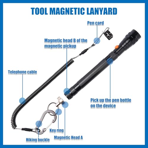 VIBELITE Gifts for Men, Magnetic Flashlight with Tool Magnetic Lanyard, Telescoping Magnet Pickup Tool, Cool Gadgets Dad Gifts, Birthday Gifts for Men, Dad, Husband, Women, Dad Gifts — view 3