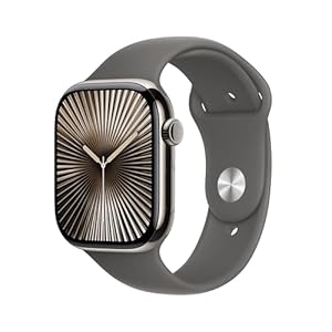 Apple Watch Series 10 [GPS + Cellular 46mm case] Smartwatch with Natural Titanium Case with Stone Grey Sport Band – S/M. Fitness Tracker, ECG App, Always-On Retina Display, Water Resistant