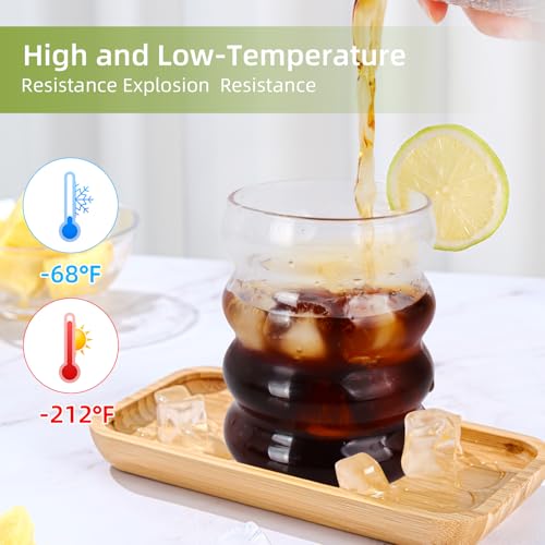 BELICOO 4 Pack Drinking Cocktail Glasses, 11oz/320ml Vintage Ripple Glass Cups - Image 2