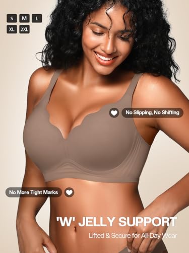Image of Wireless Jelly Bras for Women No Underwire with Support - S-2XL Seamless Bralettes Everyday Comfort Tshirt Padded Bra