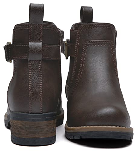 Jeossy Women's 9006 Ankle Boots Coffee/Dark Brown Short Chelsea Booties For Women Low Heel With Zip Size 9(Djy9006 Coffee 09) #TOP4