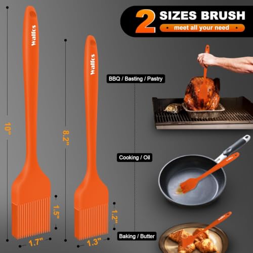 Image of Walfos 600℉ Heat Resistasnt Pastry Brushes, BPA Free Silicone Basting Brush for Cooking, Spread Oil Butter Sauce for Baking Kitchen BBQ Grill, Dishwasher Safe, 2 Size (Large and Samll)