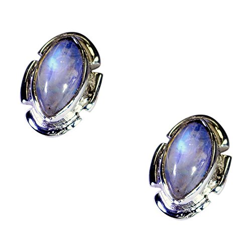 Pierre de lune naturelle boucles d'oreilles argent sterling véritable - 3