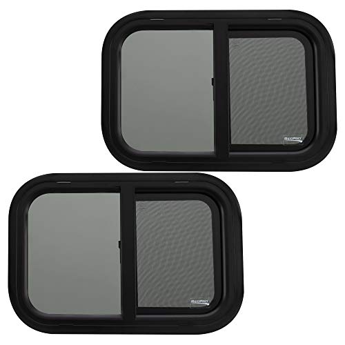 Recpro Rv Window | Teardrop 21" W X 14" H Horizontal Slide | 1 1/2 Wall Thickness | Rv Window Replacement (2 Windows, With Trim Kit) | Made In Usa #TOP12