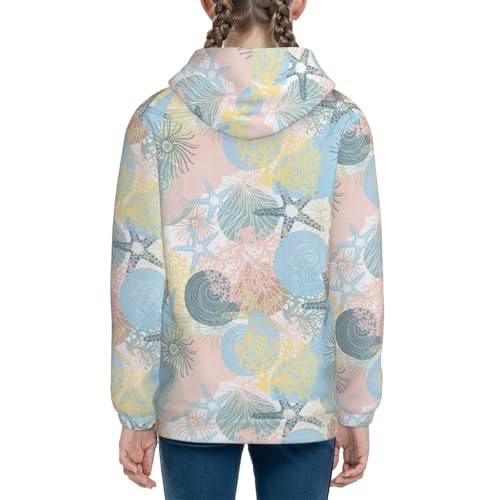 Corals and Seashells 1 Kids Pullover Hoodies Boys Sweatshirts Girls Athletic Clothes with Pocket4