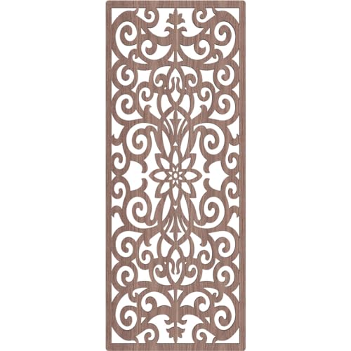 Image of Buel Decorative Pierced Fretwork Wood Wall Panels, 13 3 /8 inchW x 34 3 /8 inchH x 3 /8 inchT, Walnut