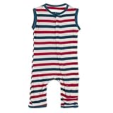 KicKee Pants 4th of July Tank Romper with Snaps, USA Stripes, One-Piece Baby and Kid Clothes, Boy, Girl, Gender Neutral (USA Stripe - 0-3 Months)