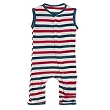 KicKee Pants 4th of July Tank Romper with Snaps, USA Stripes, One-Piece Baby and Kid Clothes, Boy, Girl, Gender Neutral (USA Stripe - 12-18 Months)