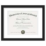 upsimples 11x14 Diploma Frame with Clear Plexiglass, Displays 8.5 x 11 Certificate Frame with Mat or 11x...