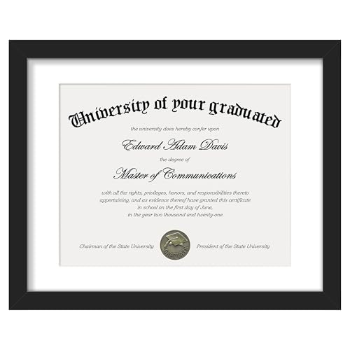 upsimples Diploma Frame with 8.5x11 11x14 Degree frames Black 1 Pack