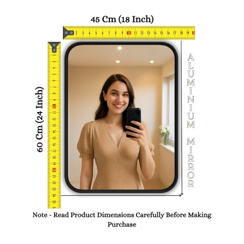 Image of 18x24 Inch /Metal Frame Mirror Glass for Wall /Aluminium Rectangle Bathroom Wall Mirror /Mirror for Bathroom /Bedroom /Living Room /Entryway /Dressing Room /Decorative /Vanity| AM1824A1