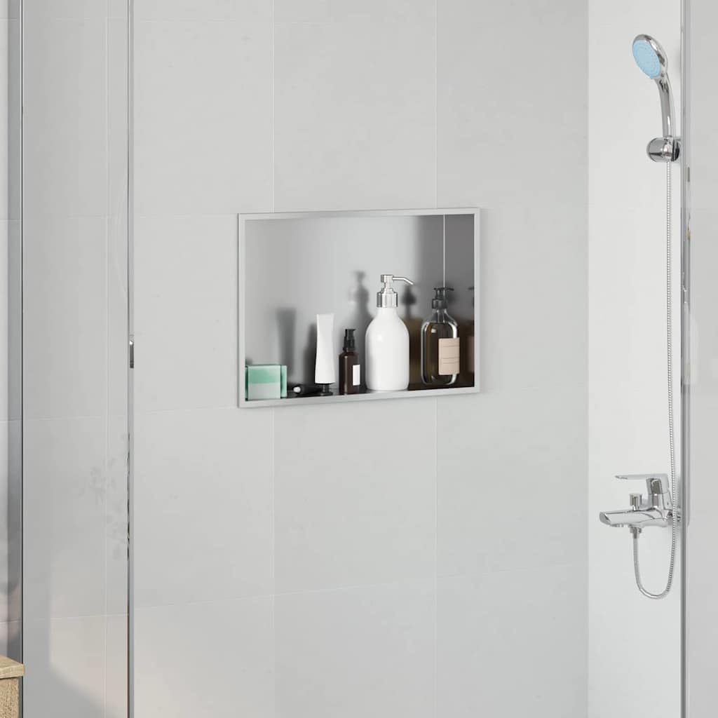 Ducha de acero inoxidable negro 45 x 30 x 9,5 cm para baño y práctico almacenamiento de utensilios de ducha con diseño moderno