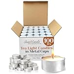 100 Pack Tealight Candles in Metal Cups - Clean, White Unscented with 4.5 Hour Long Burning Time - Votive Candles Bulk for Romantic Dinner, Weddings, Spa & Hotels by PARNOO