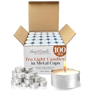 100 Pack Tealight Candles in Metal Cups – Clean, White Unscented with 4.5 Hour Long Burning Time – Votive Candles Bulk for Romantic Dinner, Weddings, Spa & Hotels by PARNOO
