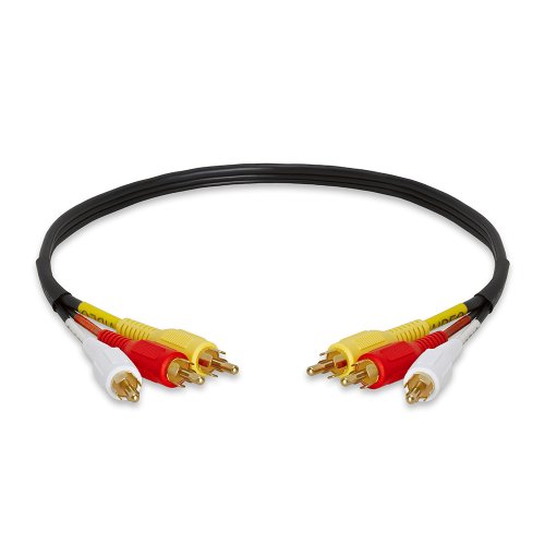 Cmple - 3-Male Rca To 3-Male Rca Composite Video Audio A/V Av Cable Gold Plated - 1.5 Feet #TOP1