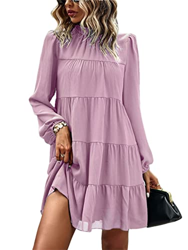 Mini robe unie ample rose bonbon en taille XL pour femme chic
