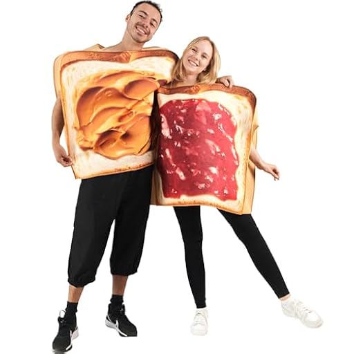 EraSpooky Disfraz de Pareja Mantequilla de Maní y Mermelada Divertido Traje de Sándwich para Adultos Set de 2 Piezas | Ya disponible en tu tienda friki favorita! En mundofriki.es!