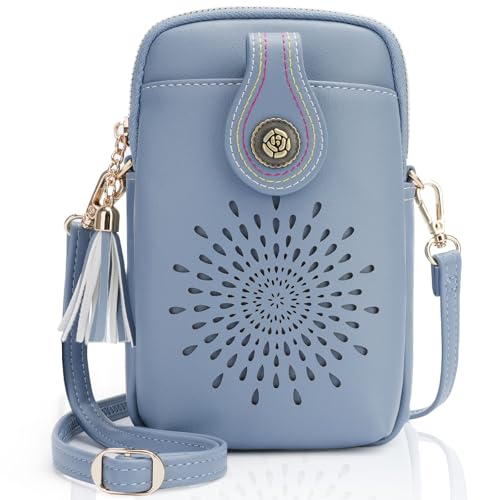 Image of APHISON Small Crossbody Bags for Women, Lightweight Vegan Leather Cell Phone Purse, Cute Purses with Tassels