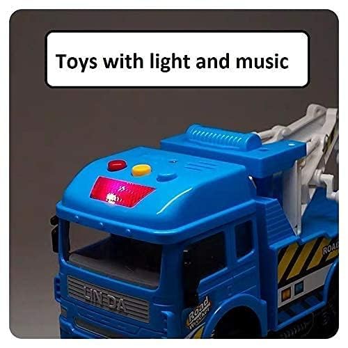 KRIREEN Friction Powered Construction Engineering Truck Series for Kids - with Lights and Sounds - Big Size Plastic Toy Vehicle - Birthday Gift for Boys Kids (Multi Color) (Tow Truck) 2