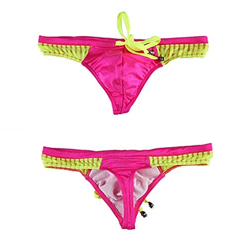 sandbank Men's Sexy Low Rise Mesh Thong Swim Briefs Drawstring Bikini Sport Swimsuit2