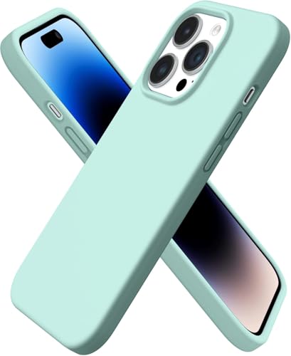 Image of DIZORO Silicone Back Case for iPhone 14 Pro, Soft-Touch Phone Microfiber Silicone Back Cover for iPhone 14 Pro - Mint