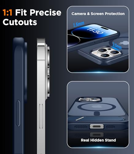 Image of Magnetic Compatible with iPhone 14 Pro Max Case, [Built-in Invisible Kickstand][Compatible with MagSafe] [Military Grade Shockproof] Slim Translucent Matte Phone Case for iPhone 14 Pro Max 6.7 inch