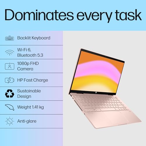 HP Pavilion x360, 13th Gen Intel Core i5-1335U, 16GB DDR4, 1TB SSD, (Win11, Office21, Rose Gold,1.41kg), Touchscreen, IPS, 14inch(35.6cm) FHD... - Image 3