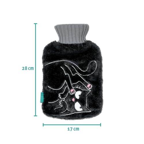 moses. Ed the Cat Plüsch-Wärmflasche mit Bezug – Wärmflasche mit weichem Überzug im frechen Katzen-Design 700 ml Fassungsvermögen, Geschenkidee für Katzenfans